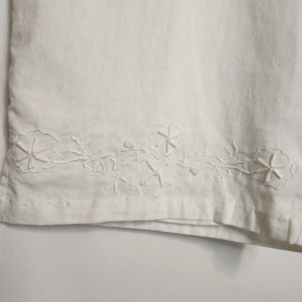 Sag Harbor White Capri Pants With Beaded Hem Detail. Lined. Linen. Plus Size 2X - Picture 11 of 11
